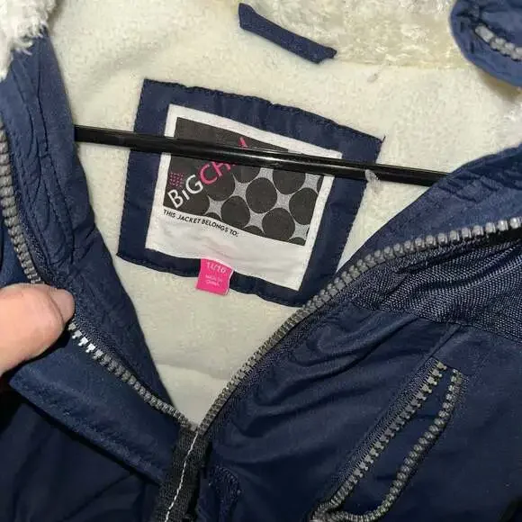 Big Chill Expedition Series Navy Blue Winter Parka Jacket Faux Fur Lined